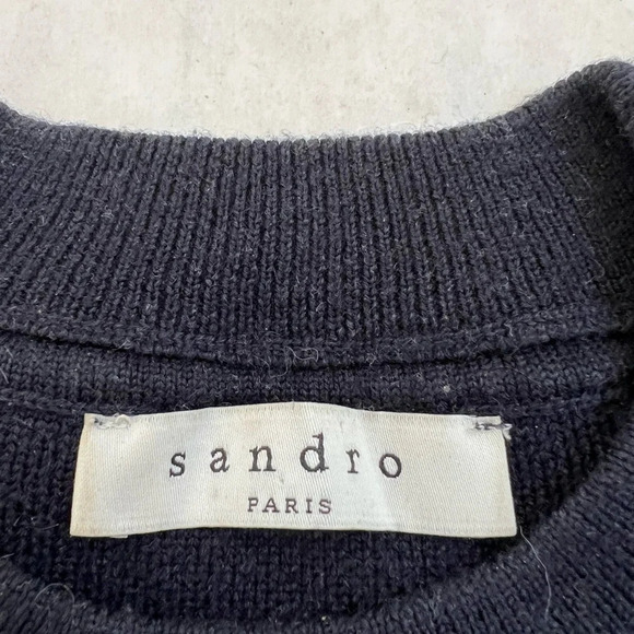 Sandro Stripped Red Black Crew Neck Wool Blend Sweater Sz Small S - Picture 10 of 10